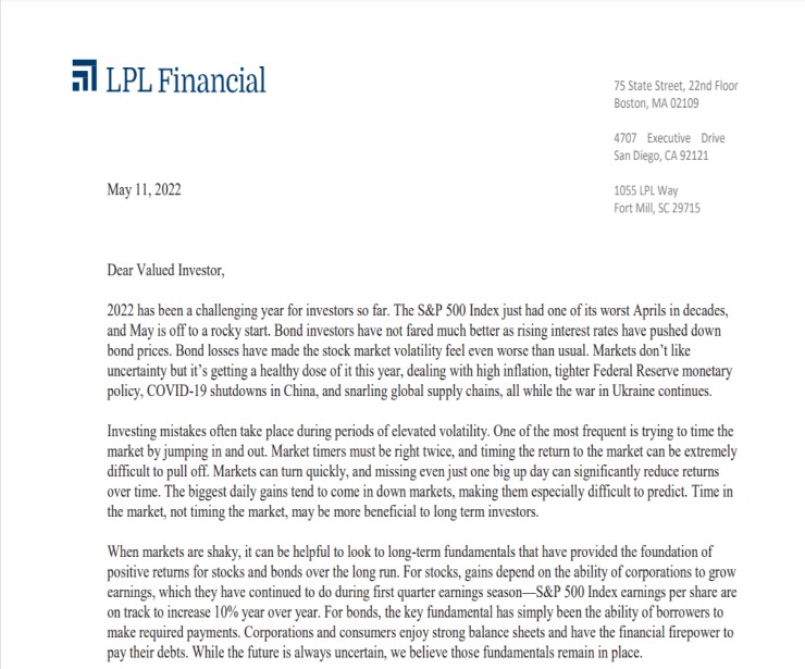 Client Letter | Volatility Continues | May 11, 2022